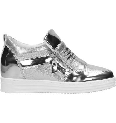 Sneakersy na ukrytym koturnie Fashion&Sport silver