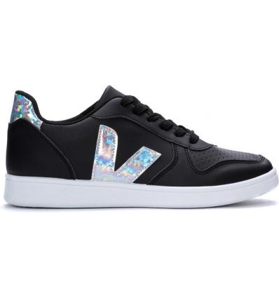CZARNO-SREBRNE SPORTOWE BUTY MŁODZIEŻOWE SASKIA